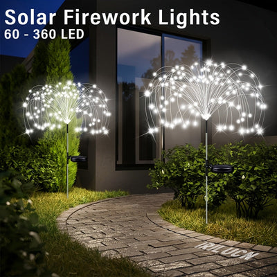 Luz de fuegos artificiales de jardín solar, luz decorativa de jardín solar exterior LED, IP65, alta calidad, iluminación de paisaje DIY para caminos, patios, decoraciones navideñas.
