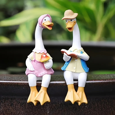 Encantadoras figuras de pata de resina de pato, ideal para decoración de jardín al aire libre, patio, villa y escena de granja, con detalles pintados a mano, para uso interior y exterior.