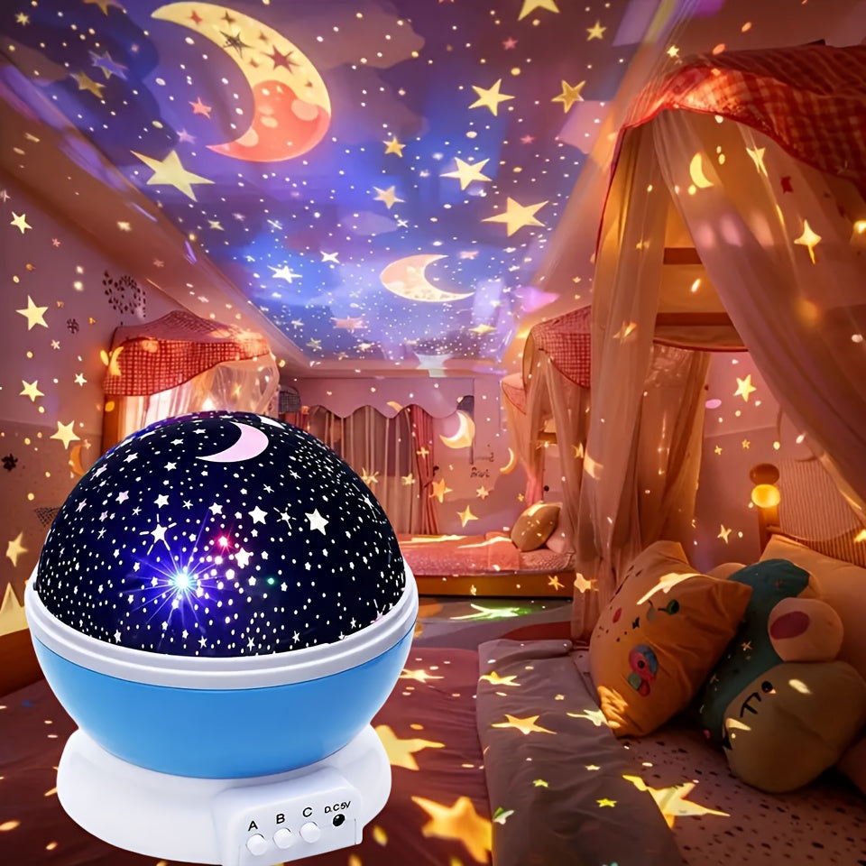 Lámpara nocturna con proyección 3D de estrellas y luna giratoria, luz celestial con USB, 12 modos de color, decoración para habitación, fiestas y proyección en exteriores