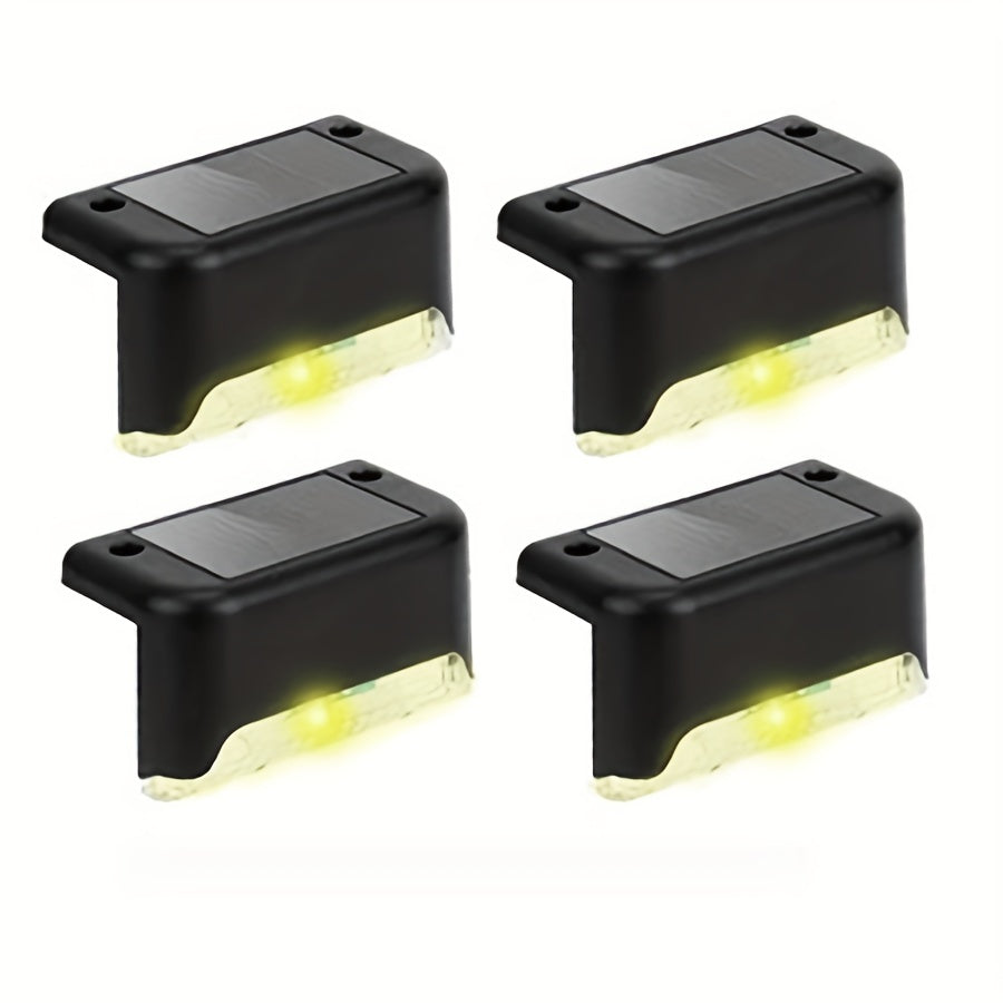 Paquete de 4 Luces Solares para Terraza, Luces Solares para Valla, Luces Exteriores IP44 para Patio, Luces Solares con Energía Solar, Luz Solar para Escalones al Aire Libre, Iluminación Solar para Vallas y Escaleras en Cercas, Pasos, Patios, Terrazas, Ja