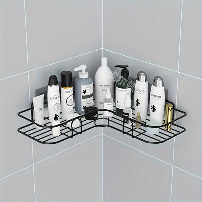1 pieza de Esquina para Ducha en PVC que Ahorra Espacio - Organizador de Baño Montado en Pared sin Taladro para Champú, Acondicionador y Maquillaje - Anticorrosión, Fácil de Instalar, Sin Formaldehído, Acero Inoxidable, Estantes para la Ducha