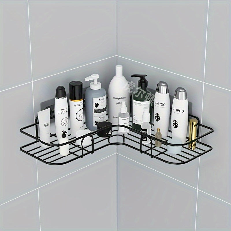 1 pieza de Esquina para Ducha en PVC que Ahorra Espacio - Organizador de Baño Montado en Pared sin Taladro para Champú, Acondicionador y Maquillaje - Anticorrosión, Fácil de Instalar, Sin Formaldehído, Acero Inoxidable, Estantes para la Ducha