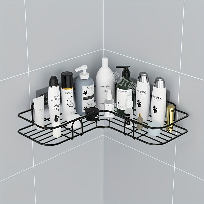 1 pieza de Esquina para Ducha en PVC que Ahorra Espacio - Organizador de Baño Montado en Pared sin Taladro para Champú, Acondicionador y Maquillaje - Anticorrosión, Fácil de Instalar, Sin Formaldehído, Acero Inoxidable, Estantes para la Ducha