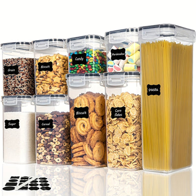 Juego de 5/9 recipientes herméticos para almacenar alimentos, sin BPA, organizadores de cocina y despensa para cereal, comida seca, harina y azúcar, ideal para el hogar