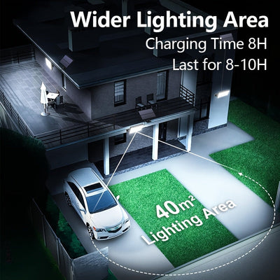 Luz solar para exteriores, lámpara solar con 400 LED, sensor de movimiento, ángulo de iluminación de 120°, luz solar para jardín con cable de 5.03 metros
