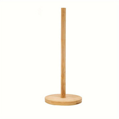 Portarrollos de bambú rústico, 1 unidad - Soporte redondo para cocina y baño, dispensador de madera estilo granja con instalación autoadhesiva, acabado natural, decoración y accesorio para baño