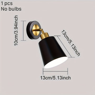 1/2pcs, Lámpara de Pared Moderna para Interior, Cuerpo Metálico Dorado con Pantalla, Portalámparas E27, Instalación Directa, Ideal para Dormitorio, Sala o Pasillo, Bombilla No Incluida