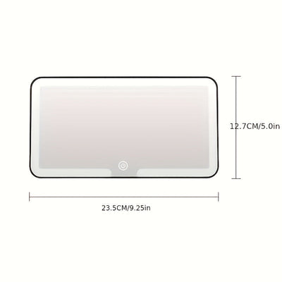 1 Espejo de maquillaje LED, adecuado para visor de sol de coche, espejo de maquillaje táctil recargable con brillo ajustable, tres modos de iluminación, tema costero, superficie pintada, marco de plástico, carga USB, batería de litio de 600 mAh, sin alco