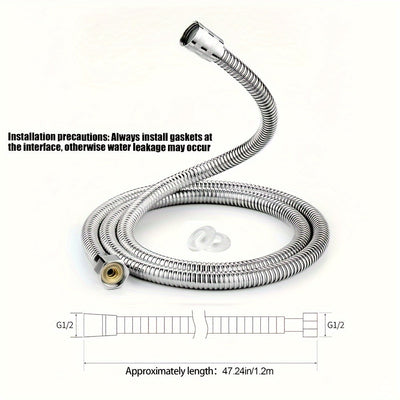 Manguera de ducha de acero inoxidable FlexiShower 1.2m/1.5m/2m/3m, extensión de tubería de cabeza de ducha anti-encorvadura cromada con accesorios de latón y junta de silicona, no necesita electricidad, ajuste universal para bañera y ducha