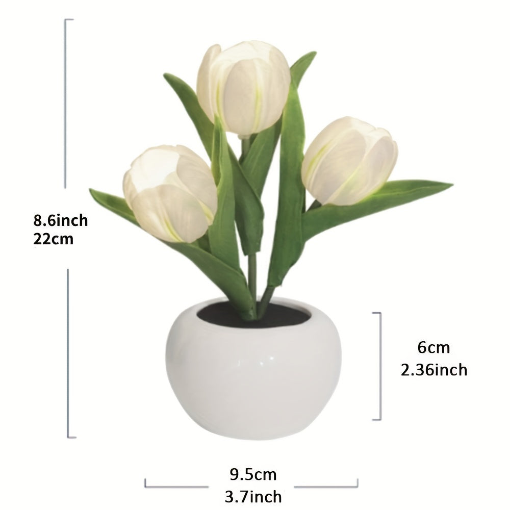 Luz Nocturna Romántica para Decorar, 1 pza Luz Nocturna LED de Simulación de Tulipán - Decoración Romántica para Jarrón - Adorno de Mesa para Sala de Estar, Dormitorio y Escritorio, Idea de Regalo Perfecta para el Día de la Madre - Mejora la Estética del