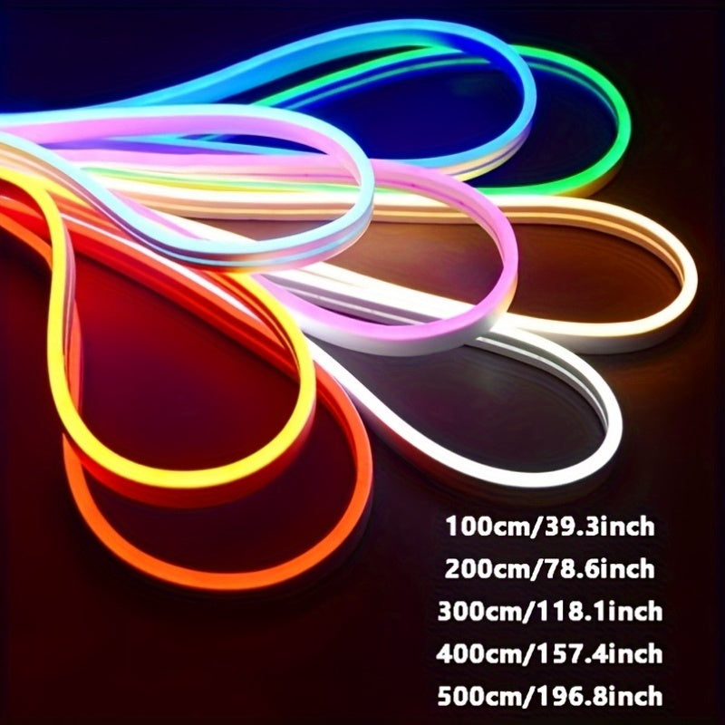 1pc Tira de luz flexible LED de neón multicolor con control remoto, alimentada por USB, brillo ajustable, cambio de color, parpadeo, flexible 360°, iluminación de atmósfera decorativa para el hogar y la fiesta