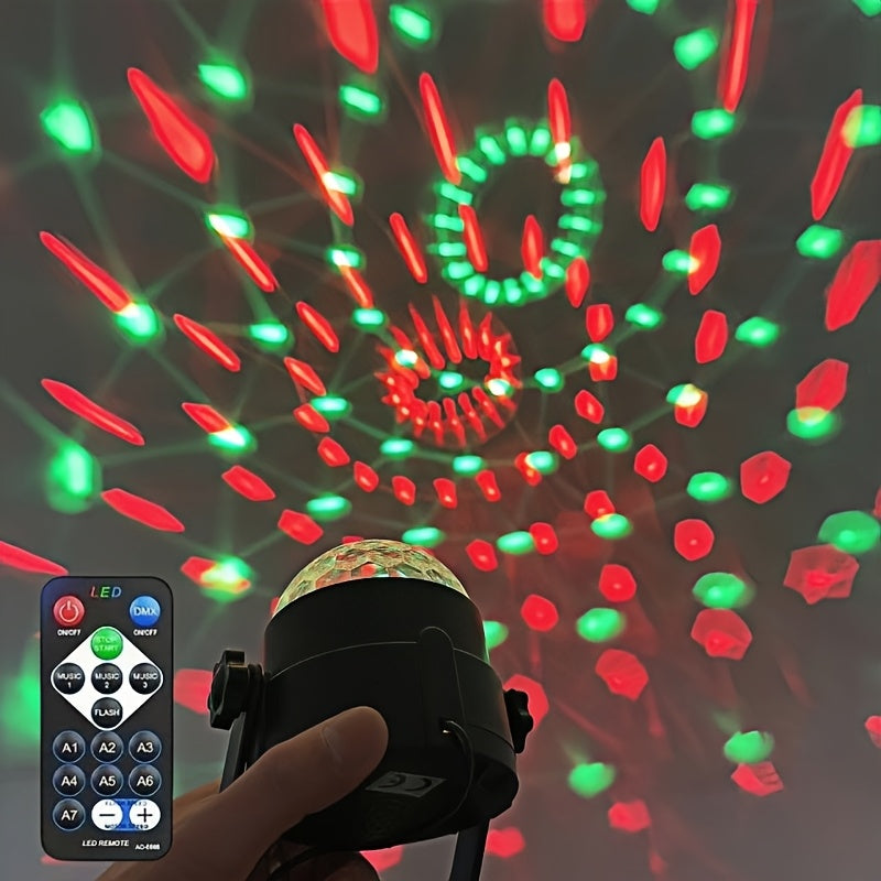 [Luz Mágica de 7 Colores LED] Bola Mágica LED de 7 Colores con Control Remoto - Lámpara de Fiesta Disco Alimentada por USB - Luz Nocturna Versátil para DJs, Bodas, KTV y Decoración del Hogar con Patrones Dinámicos