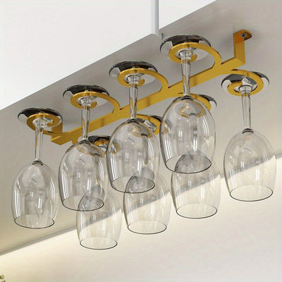Soporte de vino vintage - Soporte de pared moderno de hierro para vino tinto y elegantes vasos, diseño que ahorra espacio para sala de estar o cocina, organizador de cocina | Elegante soporte de metal | Construcción duradera de hierro, decoración de vino