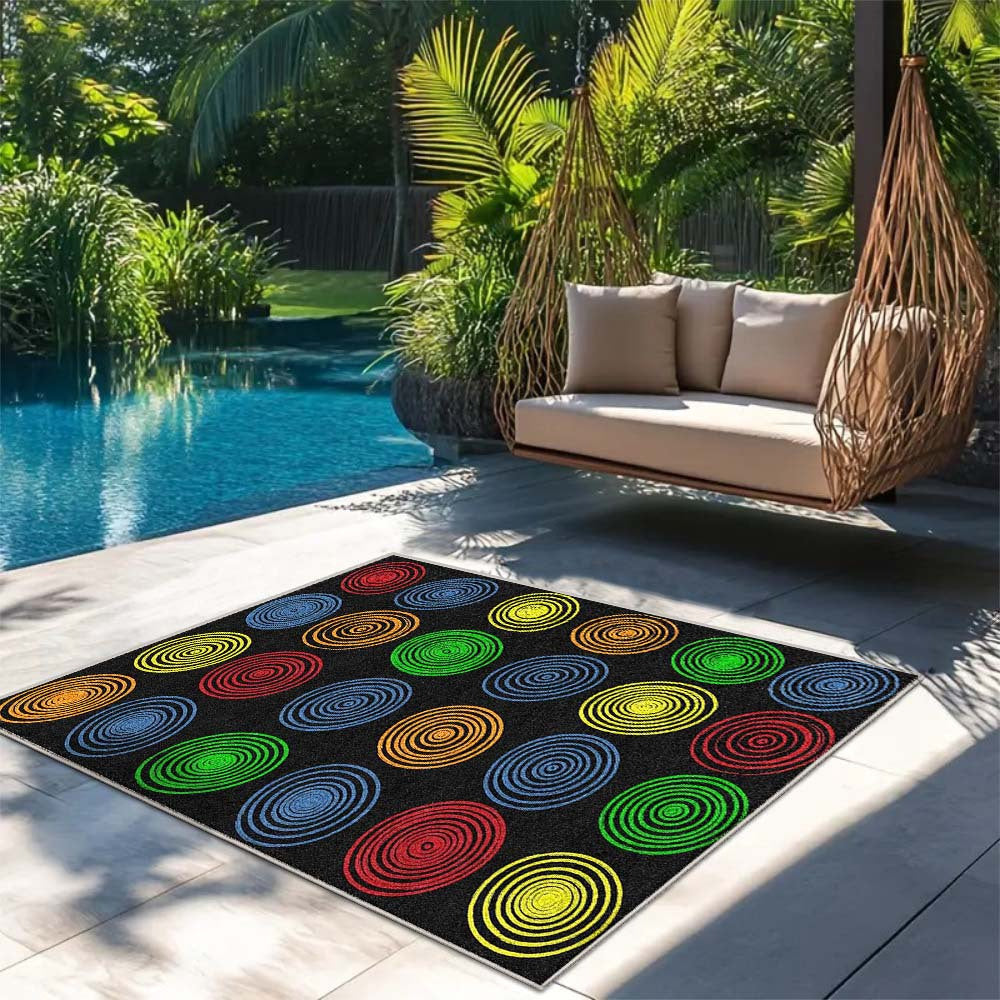 Alfombra de Camping Nórdica con Patrón Geométrico, 853g/m² - Terciopelo Suave y Grueso en Color Crema Francés, Estilo Lujo Ligero, Antideslizante y Lavable a Máquina, Diseño Moderno Grande para Exteriores y Acampar