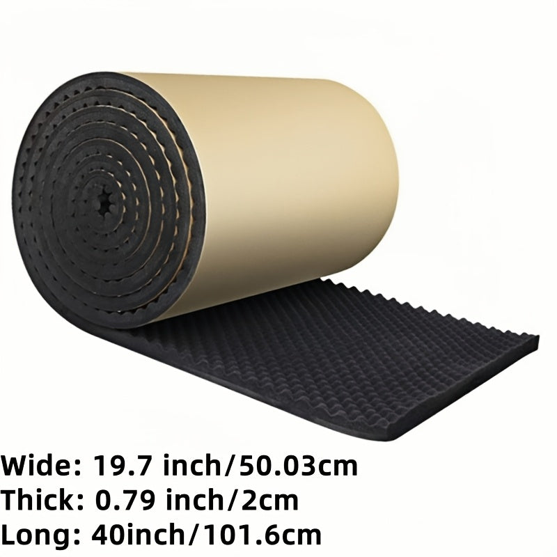 Almohadilla de espuma acústica de alta densidad con adhesivo para reducción de ruido, 50,04 cm x 2,01 cm x 101,6 cm Panel de caja de huevos negro para insonorización de estudio, aislamiento de coche, alfombra de espuma resistente al calor