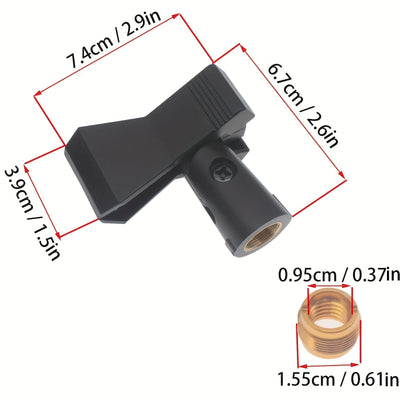 2 piezas de abrazaderas ajustables inalámbricas para micrófono - Clips de plástico duraderos con bloqueo de tornillo seguro para soporte de micrófono, ajuste sin manos, compatible con varios modelos de micrófono, grabación sin manos, construcción sólida