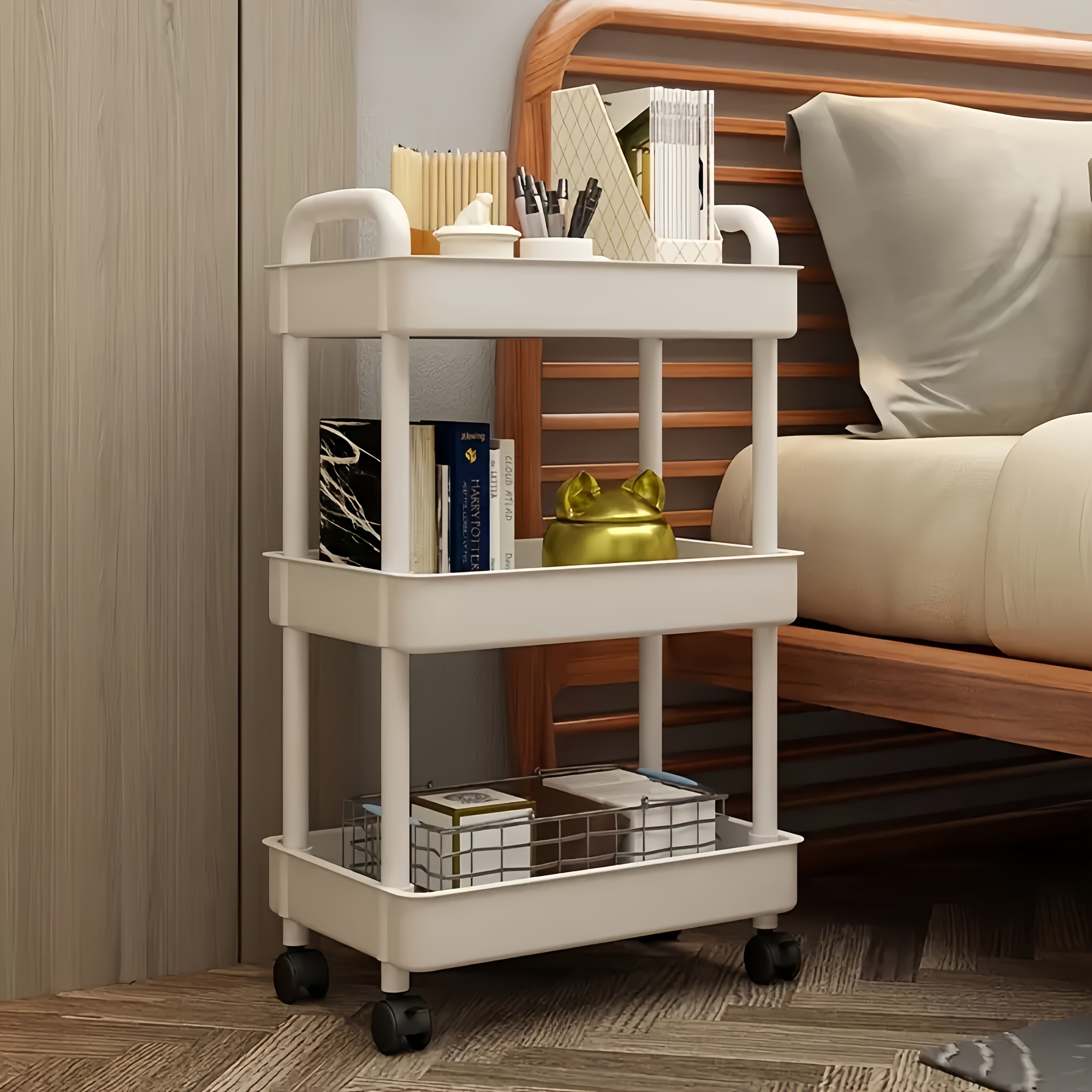 Carro de Almacenamiento con Ruedas de 3/Niveles/4 Niveles/5 Niveles, Organizador de Plástico Duradero, Apto para Baño, Lavandería y Cocina Multiusos, Estante de Fácil Acceso
