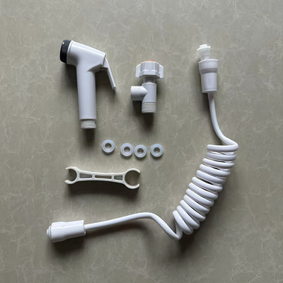 Cabezal de ducha de alta presión blanco moderno con manguera - Plástico duradero, patrones de aspersión ajustables, incluye múltiples boquillas para uso en baño y cocina, cabezal de ducha para baño, aspersión de agua versátil, diseño elegante, construcci