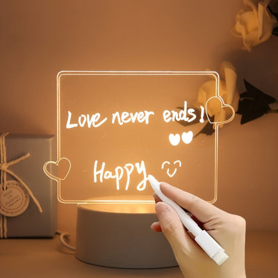 Lámpara nocturna 3D con forma de corazón, alimentada por USB, incluye pluma - Ideal para decoración de dormitorio, sala de estar u oficina
