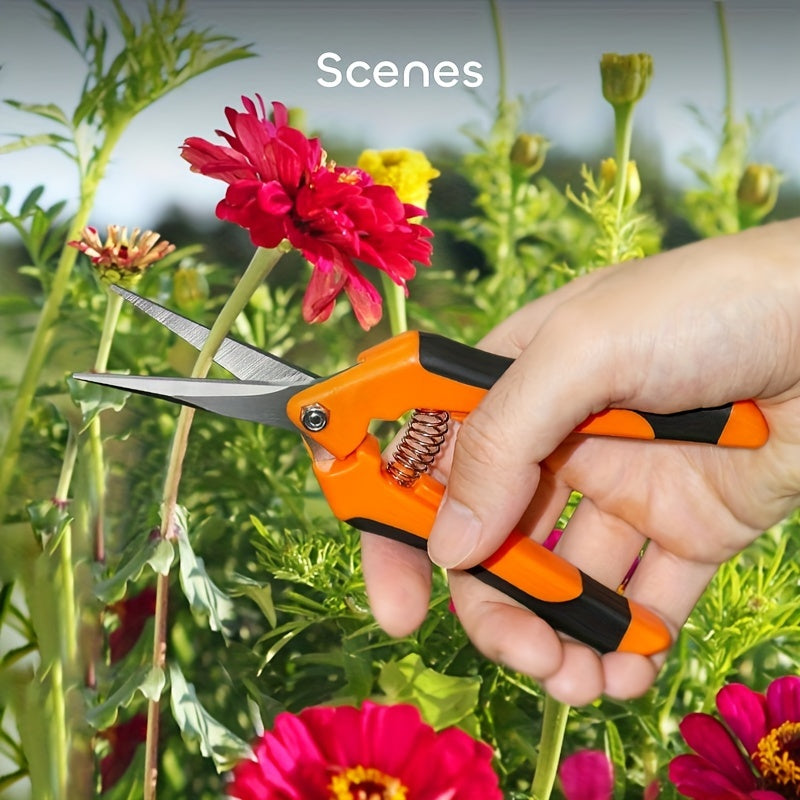 Tijeras de podar de acero inoxidable de 3 paquetes, tijeras de mano de jardín de 16,51 cm con mangos ergonómicos antideslizantes, cuchillas rectas de precisión modernas, tijeras de jardinería manuales para el cuidado de flores y plantas