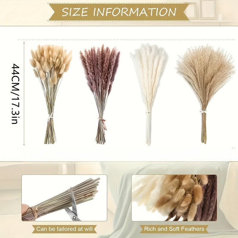 101 piezas de ramo de hierba de cola de conejo artificial estilo bohemio, en tonos blanco, beige, marrón y granate, decoración sin mantenimiento para jarrones en Navidad, bodas, Halloween, Día de San Valentín, decoración estacional, diseño minimalista, a