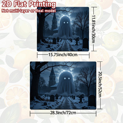 1pc Protector de Estufa para Halloween - Diseño Cementerio Espeluznante, Alfombrilla Antideslizante para Cocinas a Gas/Eléctricas, Superficie Fácil de Limpiar, Ajuste Universal, Decoración de Cocina Temática de Terror, Material Easyclean, 2D Plano