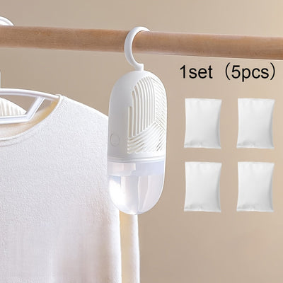 3/5/8 piezas de cajas y bolsas de secado reutilizables de PVC que absorben la humedad - Bolsas transparentes anti-moho, adecuadas para armarios y baños, no requieren energía, accesorios de deshumidificación para armarios, diseño minimalista.