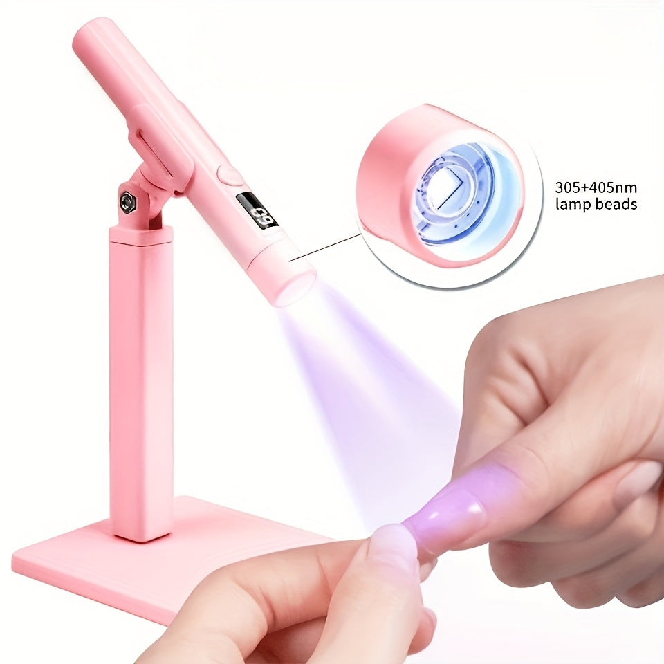 Lámpara de curado de esmalte de uñas - con soporte giratorio de 360°, soporte portátil de doble propósito, función de temporización de pantalla digital, juego de lámpara de horneado de hojas de uñas multifuncional, lámpara de curado de esmalte de uñas |
