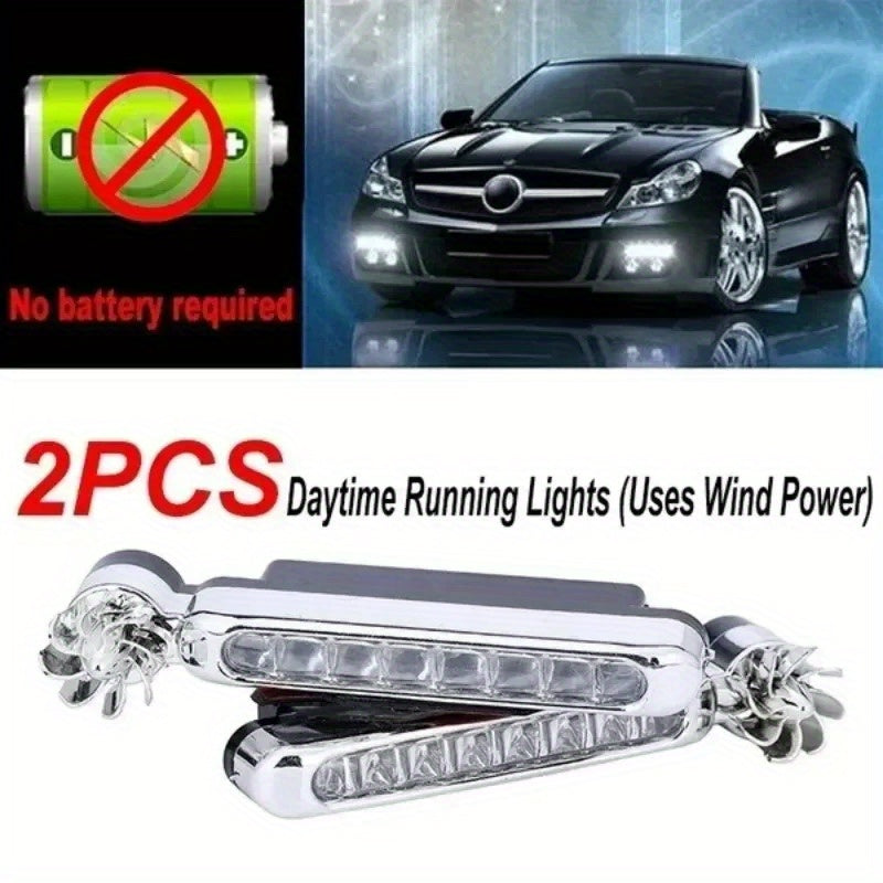 2 paquetes de luces auxiliares LED para coche, luces de motocicleta, luces de ventilador rotativo creativo, sin batería.