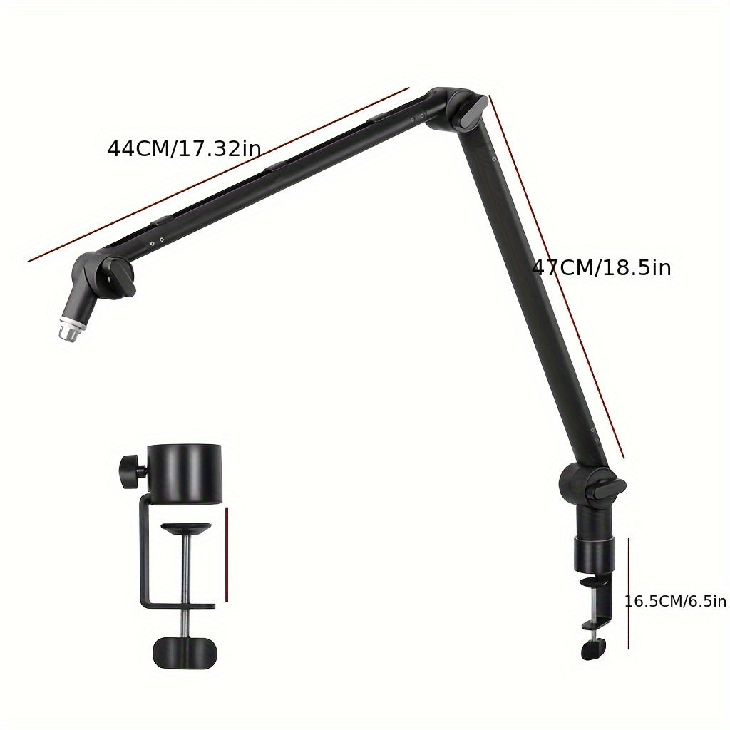 [Gótico] Soporte de micrófono desmontable de alta calidad con gestión de cables - Adaptador de rosca de 5/8" para Blue Snowman Hyper X QuadCast SoloCast AT2020 Shure SM7B MV7, aleación de aluminio, negro