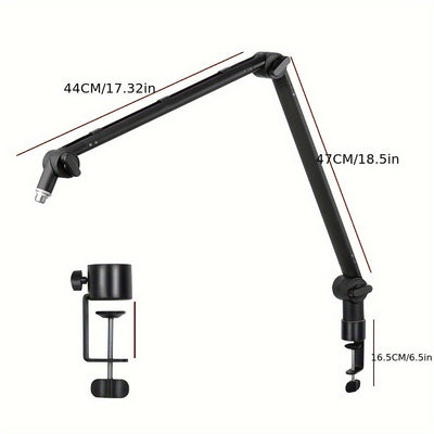 [Gótico] Soporte de micrófono desmontable de alta calidad con gestión de cables - Adaptador de rosca de 5/8" para Blue Snowman Hyper X QuadCast SoloCast AT2020 Shure SM7B MV7, aleación de aluminio, negro
