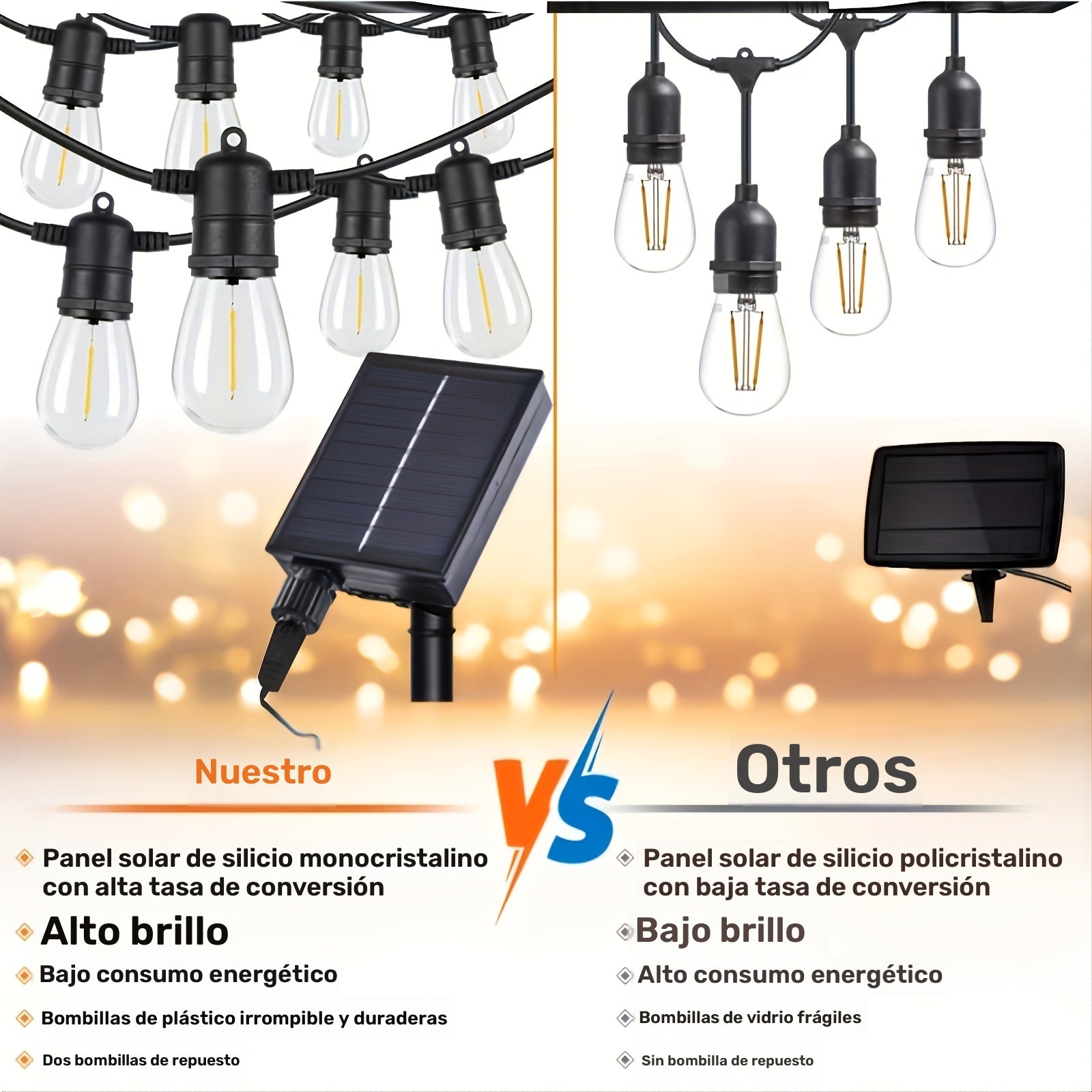 Luces solares con control remoto de 30.48 metros (30 bombillas), luces solares de 13.11/30.48 metros con 11/32 bombillas LED S14 irrompibles, luces solares para patio, jardín, balcón, cerca, camping, fiestas al aire libre, color blanco cálido