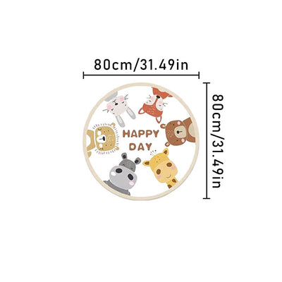 Alfombra Redonda de Animales de Dibujos Animados de Peluche - Ultra-Suave, 10mm de Grosor, 1000g/m², Antideslizante y Lavable a Máquina - Perfecta para Dormitorio de Niños, Sala de Estar, Área de Juegos - Con Diseños de León, Oso, Conejo, Jirafa, Alfombr