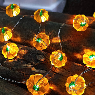 Luces de cadena LED en forma de calabaza - Luz cálida amarilla alimentada por batería, duradera, con cable de cobre, para decoración de fiestas navideñas en interiores, fiestas, celebraciones, ambiente festivo, iluminación festiva, accesorios de celebrac