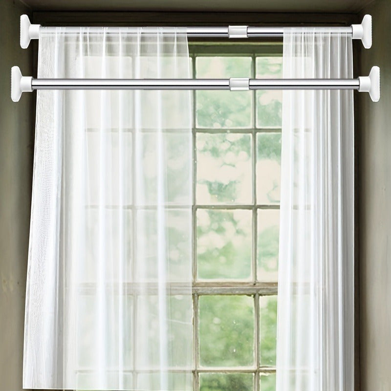 Varilla Telescópica de Fácil Instalación sin Taladro - Soporte Ajustable de Acero Inoxidable Multifunción para Cortinas de Ducha, Cortinajes de Puerta y Armario - Capacidad de 13.61KG, Diseño Duradero que Ahorra Espacio, Barra de Cortina Ajustable