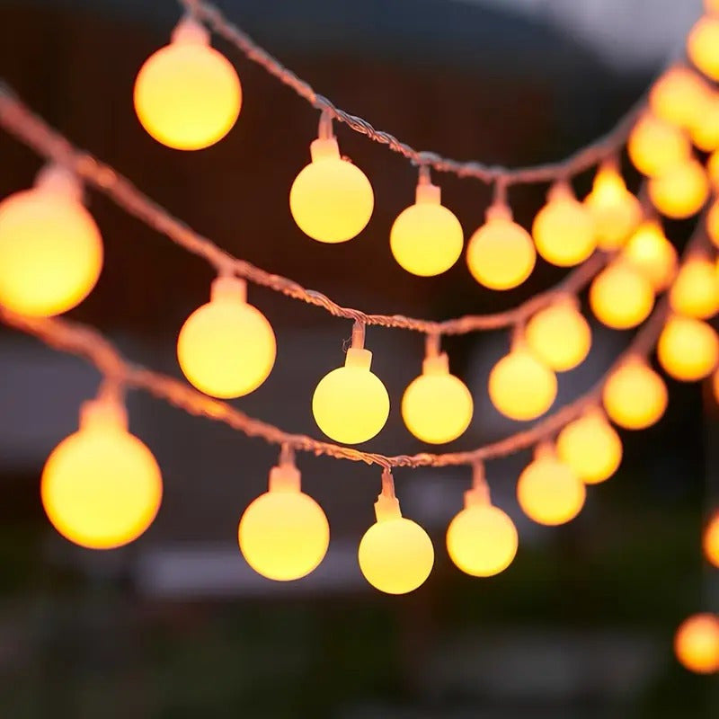 1 pieza de luces de bolas LED alimentadas por USB - 8 modos de iluminación, colores mixtos, PVC duradero para bodas, fiestas, decoración del hogar, dormitorio, habitación, pared, tienda y decoraciones de Ramadán, luces para decoración, iluminación festiv