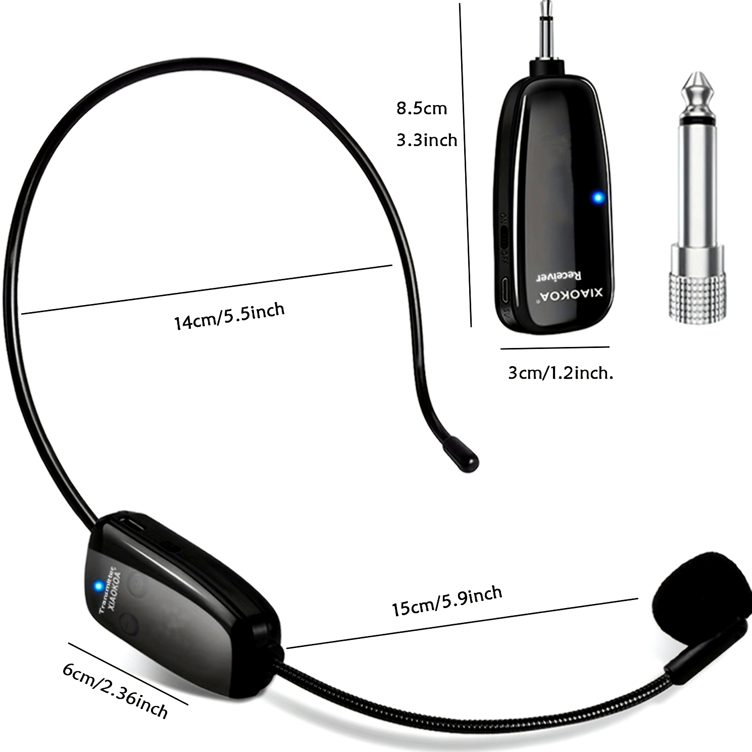 Auriculares con Micrófono Inalámbrico Recargable - Micrófono de Mano 2-en-1 con Receptor UHF para Sistemas de PA, Ideal para Discursos Públicos y Enseñanza, Carga USB Tipo-C
