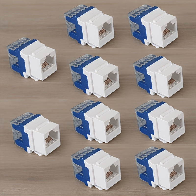 10 Piezas de Cables Ethernet RJ45 Cat6 180° - Macho a Macho Blindado, Alta Velocidad 10Gbps, Blanco y Azul, Sin Necesidad de Energía para Redes en Casa u Oficina, Mejora de Conectividad, Cableado Estructurado, Conexión Fiable, Diseño Compacto, Cobre de A