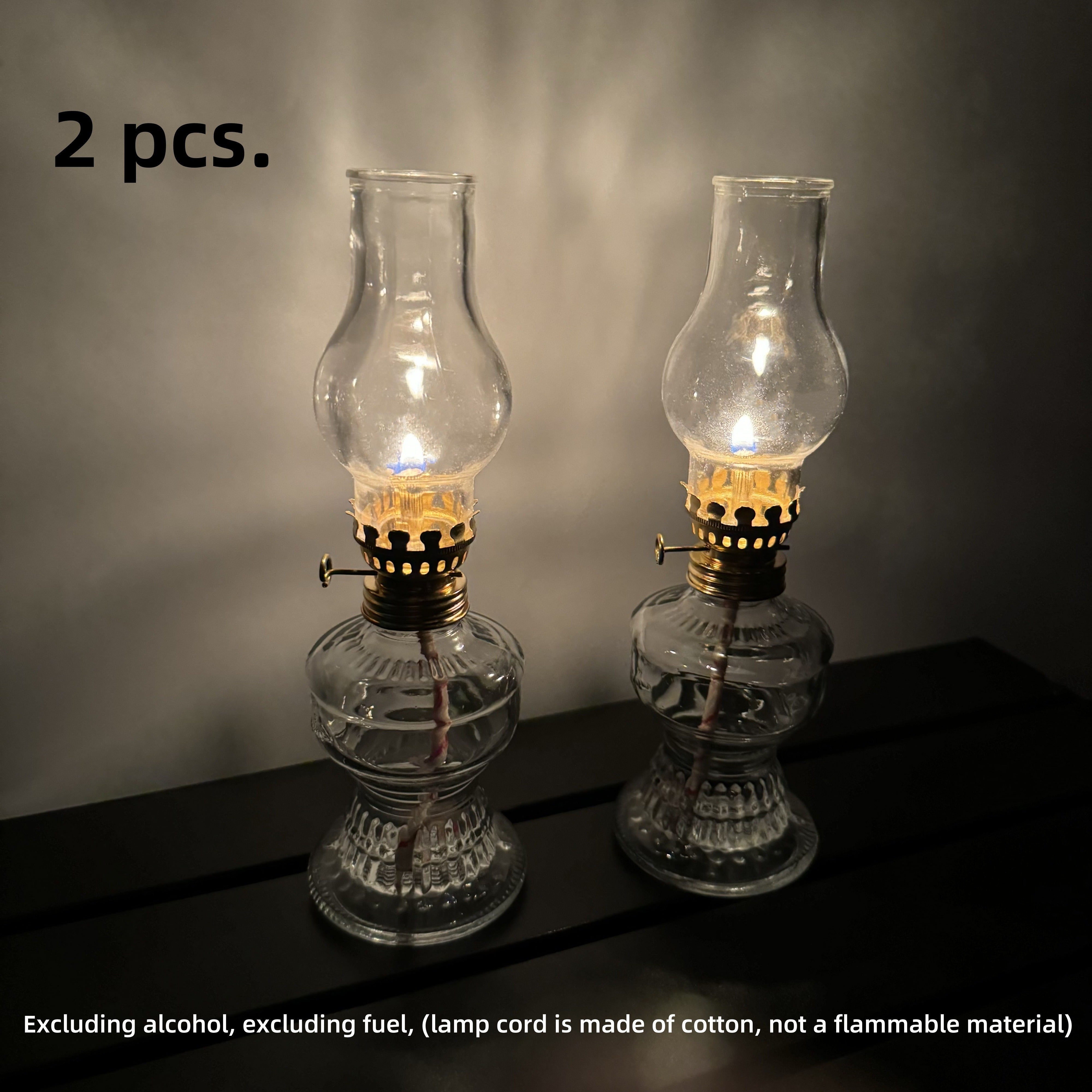 2 piezas Lámparas de queroseno vintage, Linternas de vidrio para camping al aire libre, Lámparas de mesa para patio, Portavelas decorativos, Lámparas de lectura ambientales, Iluminación de emergencia para apagones, No requiere batería