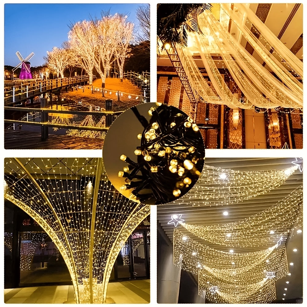 Luces LED solares tipo hadas, 8 modos de iluminación, tira de luces parpadeantes para exteriores, ideal para jardín, patio, terraza, balcón, camping, fiestas, bodas, árbol de Navidad, decoración navideña y para eventos musicales al aire libre