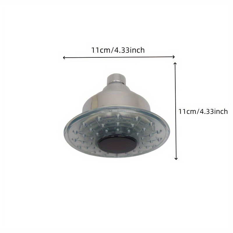 1pieza Lámpara LED hidroeléctrica montada en la pared, cabeza de ducha de plástico sin terminar de 4 pulgadas redondas con control de temperatura y cambio de color, ajuste de lluvia, ≤36V potencia hidroeléctrica