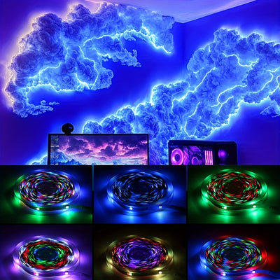Tira de luces multicolor de 4.88 metros Gran Nube: sincronización con música, altura ajustable, control remoto y alimentación USB, ideal para decoración de habitaciones, oficinas, hoteles, fiestas o restaurantes, regalo perfecto para Navidad
