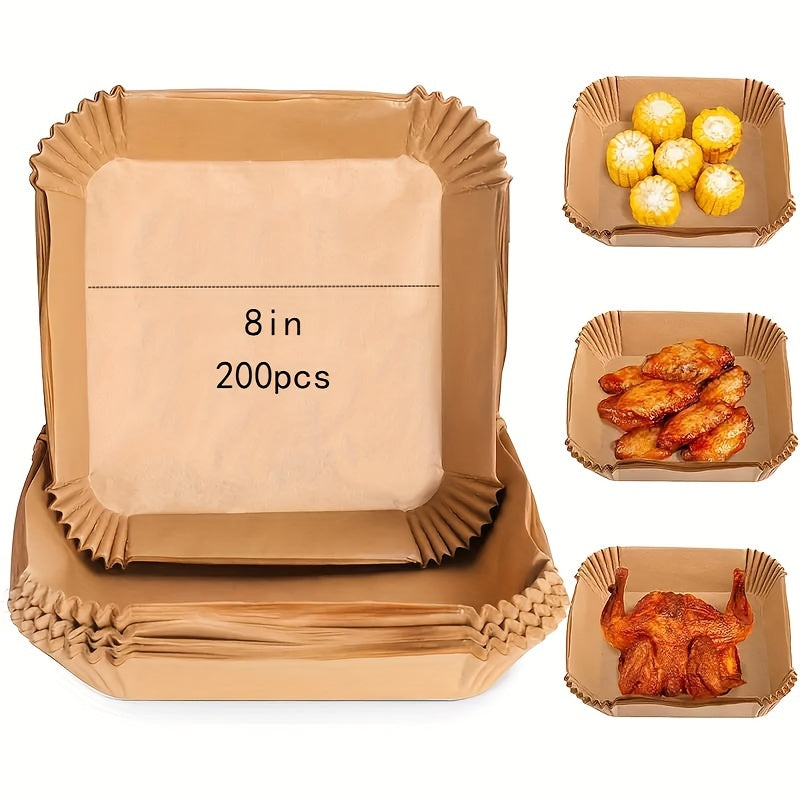 Papel de hornear desechable cuadrado para freidor de aire, papel de hornear no pegajoso para hornear, hornear y uso de horno microondas, limpieza fácil y cocina sin desorden, accesorios para freidor de aire, esenciales para hornear en la cocina, utensili