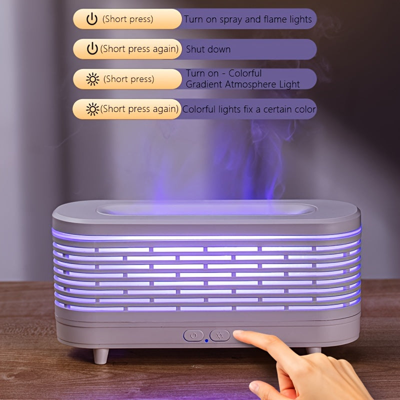 Humidificador y Difusor de Aromas con Llama Colorida Alimentado por USB Beoer - 1 pieza, Luces Parpadeantes Realistas, Alta Salida de Niebla, Cambio Automático de Colores, Diseño Compacto para Hogar, Oficina o Dormitorio
