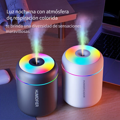1 humidificador y difusor USB con luz nocturna, ajustable para interiores, alivia garganta seca y dolorida, purifica el aire, ideal para hogar u oficina, humidificador de aire moderno cilíndrico decorativo