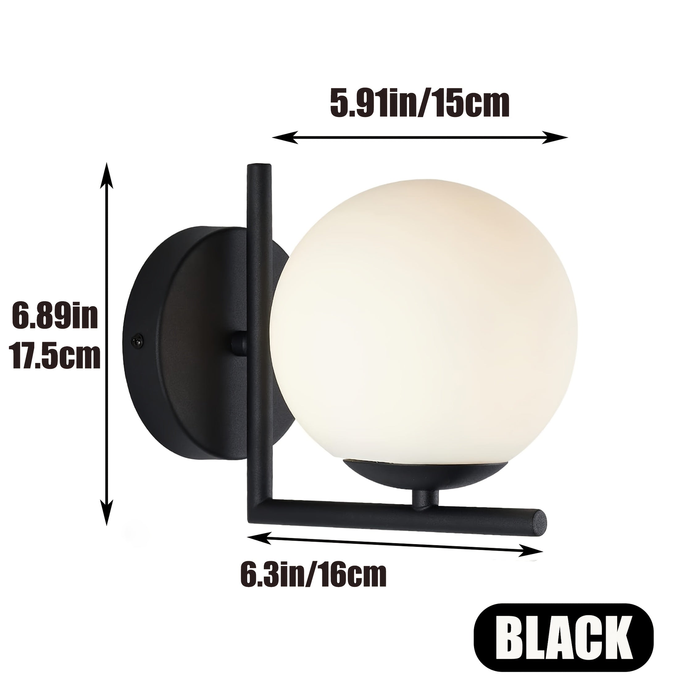Linterna de pared metálica moderna minimalista con pantalla de alta transparencia, portalámparas E27 para dormitorio/salón/corredor (bombilla no incluida)