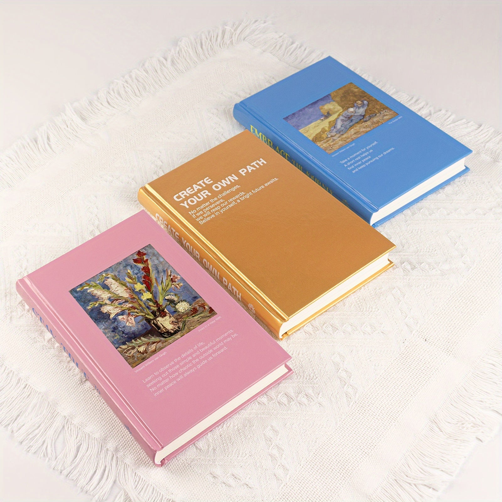 Conjunto de 3 libros decorativos Art Deco, libros de imitación inspiradores, material de papel, decoración de escritorio para el hogar y la oficina, sujetalibros para la decoración de la sala de estar, la cafetería y el comedor.