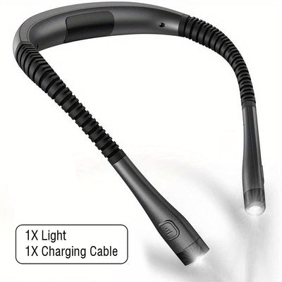 Lámpara de cuello LED manos libres, luz para leer, luz para libros, 3 colores, 6 niveles de brillo, brazos flexibles, recargable, larga duración, ideal para leer, tejer, acampar, reparaciones y actividades al aire libre