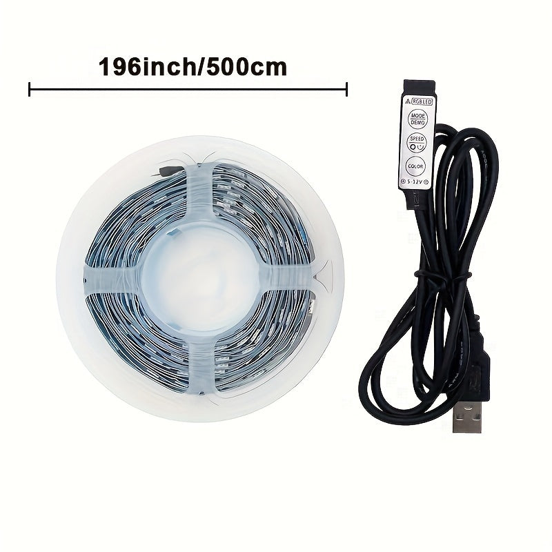[Tira LED Regulable para TV] Tira de Iluminación LED Regulable de 196 pulgadas para TV - 1 Set para TV Inteligente de 22-65 pulgadas, 8 Colores, Modo Dinámico, Ajustable - Decoración de Fondo para Sala de Juegos, TV