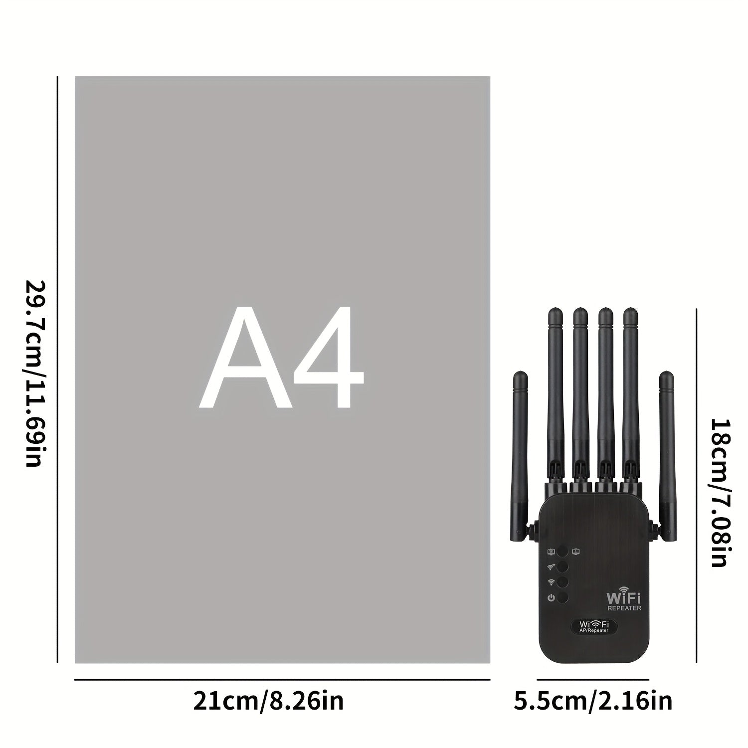 Extensor de WIFI Momotor-WIFI Signal Booster-2.4GHz WiFi Repeater con 6 antenas- Soporta WIFI6- Amplificador y puerto Ethernet- Adaptador de red doméstica Extensor de red inalámbrica de larga distancia Soporta puerto Ethernet para hogar, centros comercia